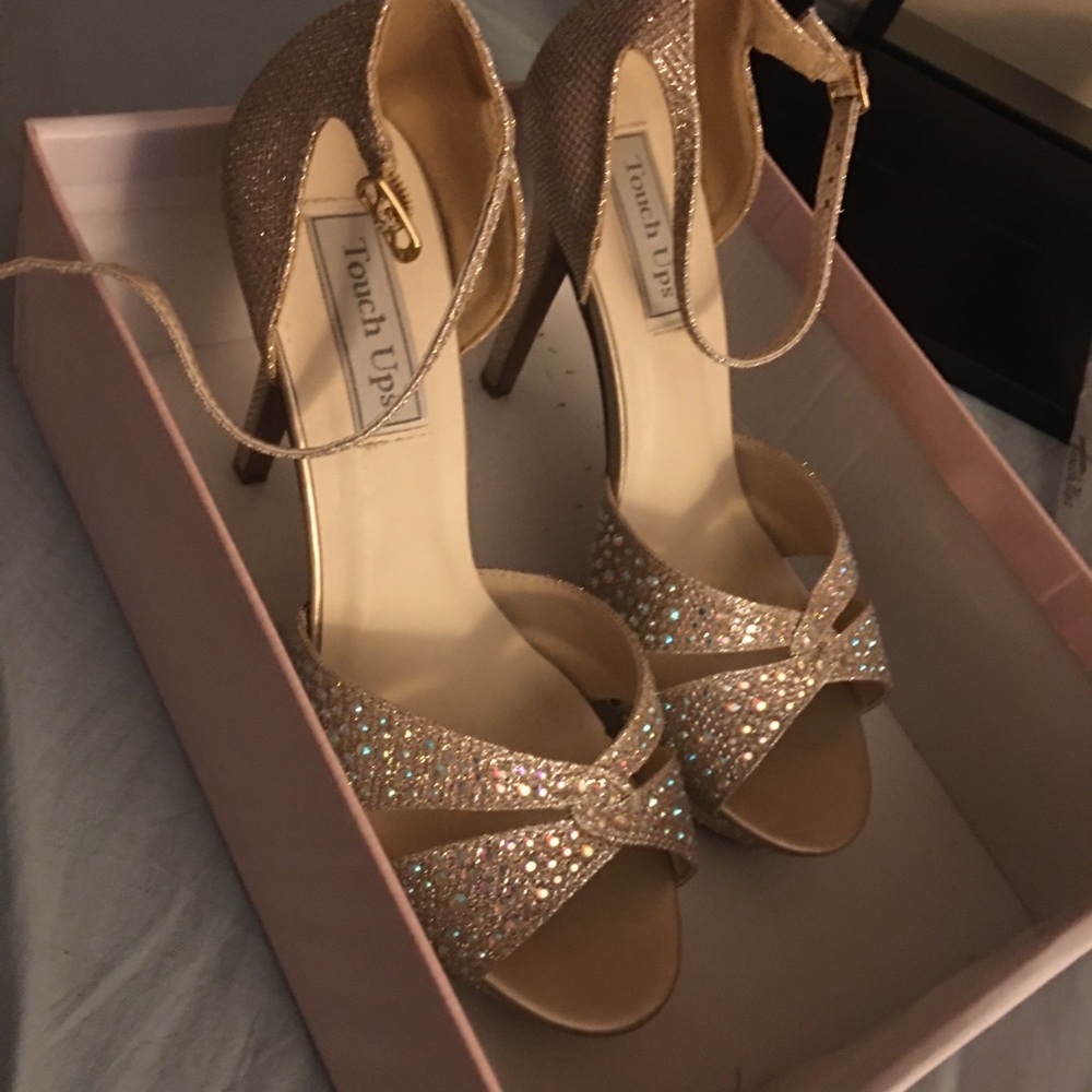 Champagne colored strap heels
